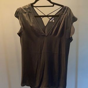 Express Black top. Short sleeves with ruffles.